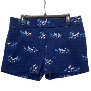 Loft, The Riviera Short, Blue with Flamingo Print, 4” Inseam, Mid Rise